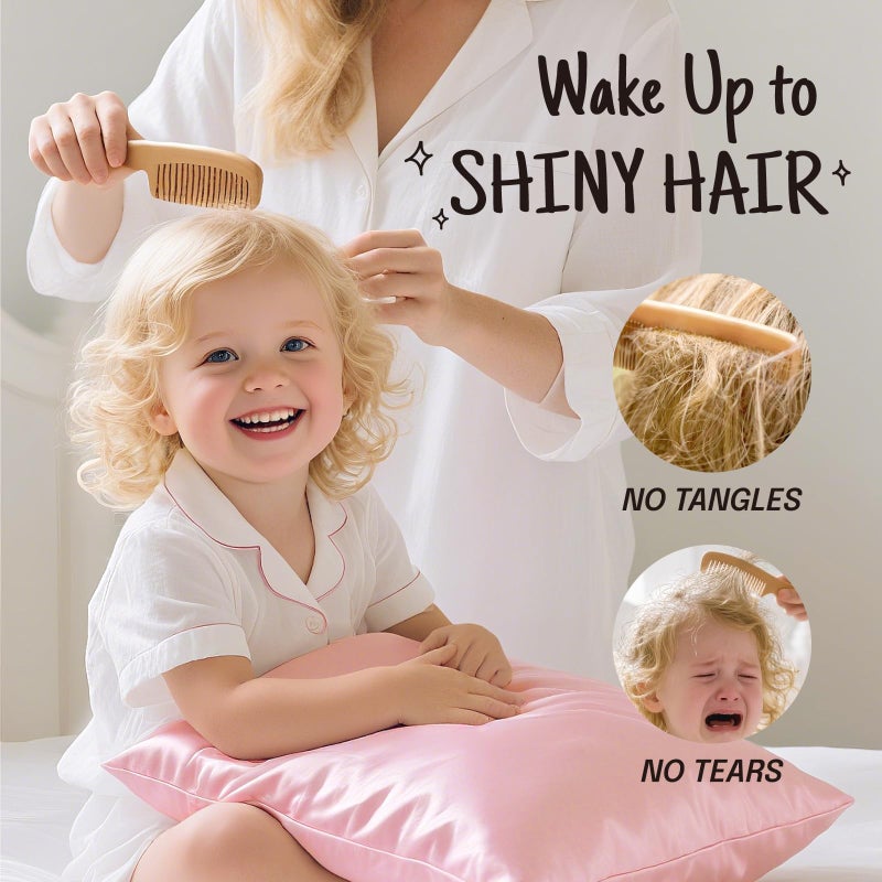 OLESILK 100% Mulberry Silk Toddler Pillowcase for Hair and Skin, Both Sides 19 Momme Pure Natural Silk Travel Pillow Cases with Hidden Zipper, 13"x 18", Pink - Image 4